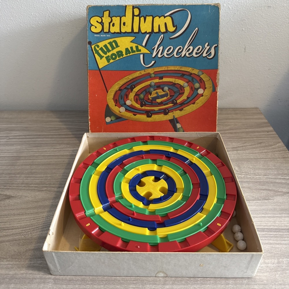 Vintage Stadium Checkers Board Game W. H. Schaper Mfg Co. 1952